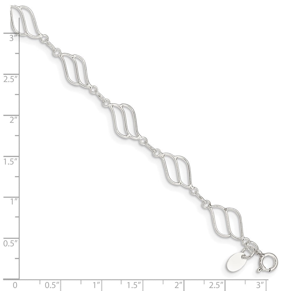 Sterling Silver 10inch Fancy Polished Anklet