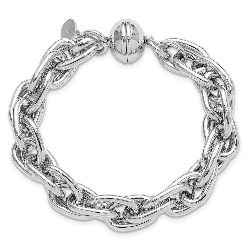 Sterling Silver Rhodium-plated 7.5in Link Bracelet 7.5  inches