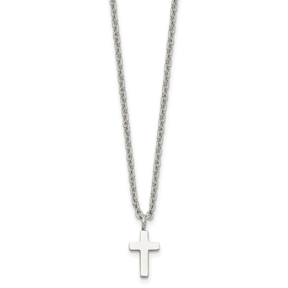 Stainless Steel Polished 11mm Cross 18in Necklace