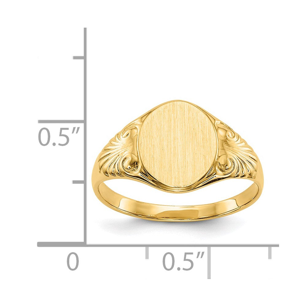14k 10.0x7.5mm Closed Back Signet Ring Size 6