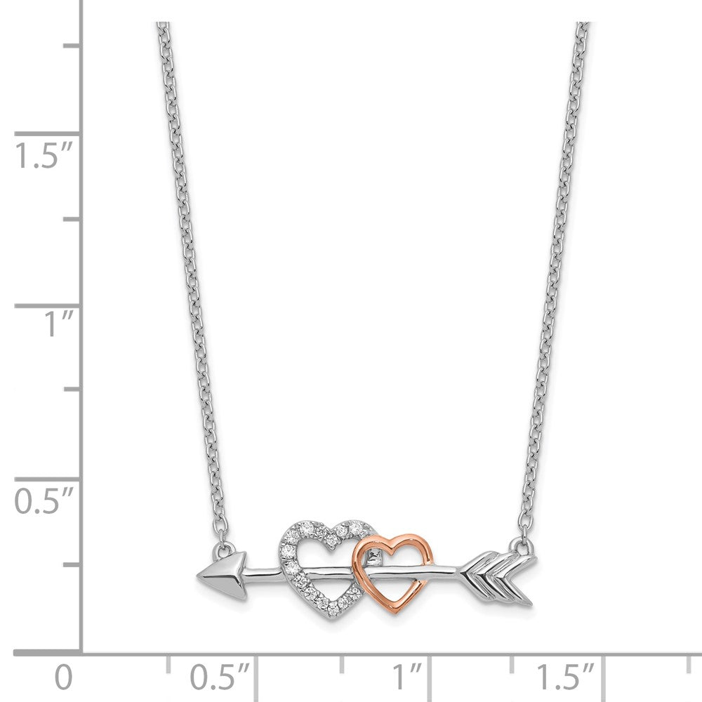 14k Two-tone Diamond Hearts on Arrow 18in Necklace