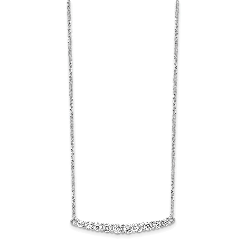 Sterling Silver Rhodium-plated CZ Bar w/ 2in ext. Necklace 16 Inches