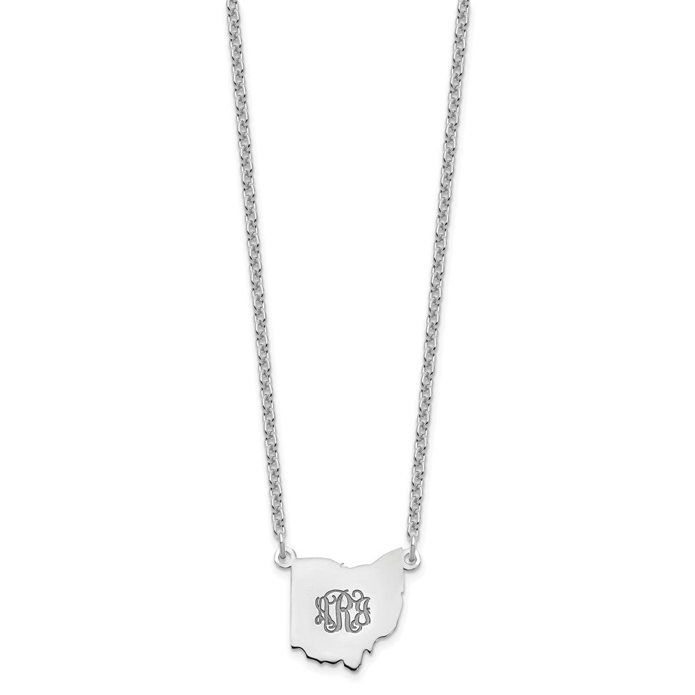 Sterling Silver/Rhodium-plated Ohio State Necklace
