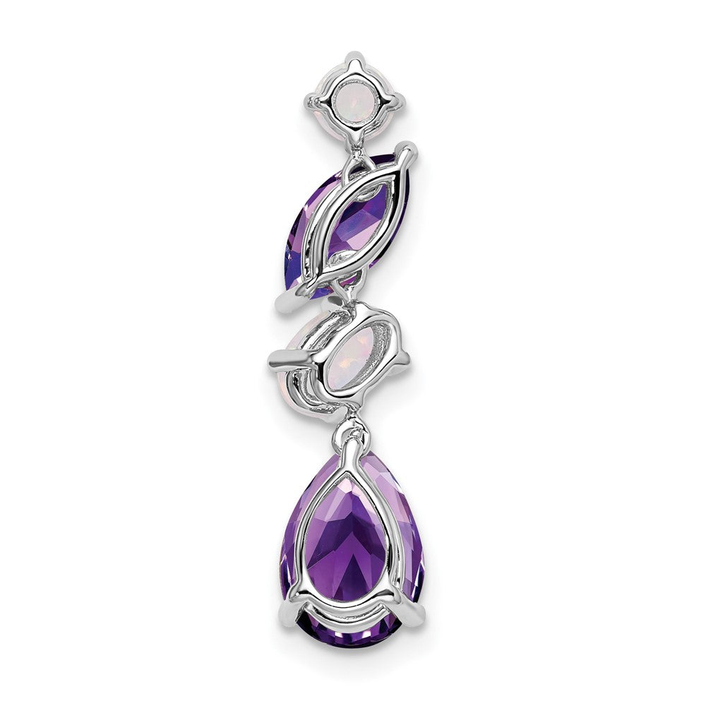 14k White Gold Amethyst and Opal Chain Slide