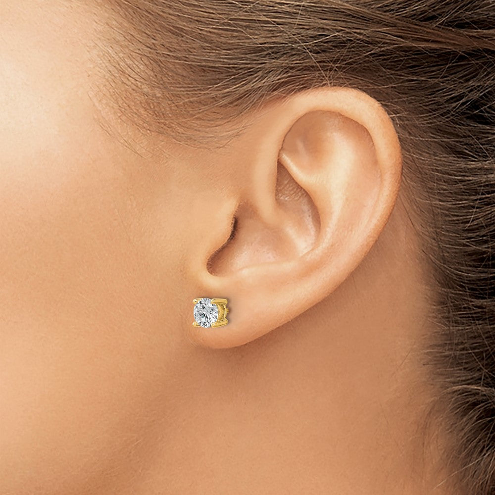 14k Yellow Gold 1 1/2 ctw Certified Lab Grown Diamond VS+ F+ Round 4 Prong Heavy Wt. Stud Earrings