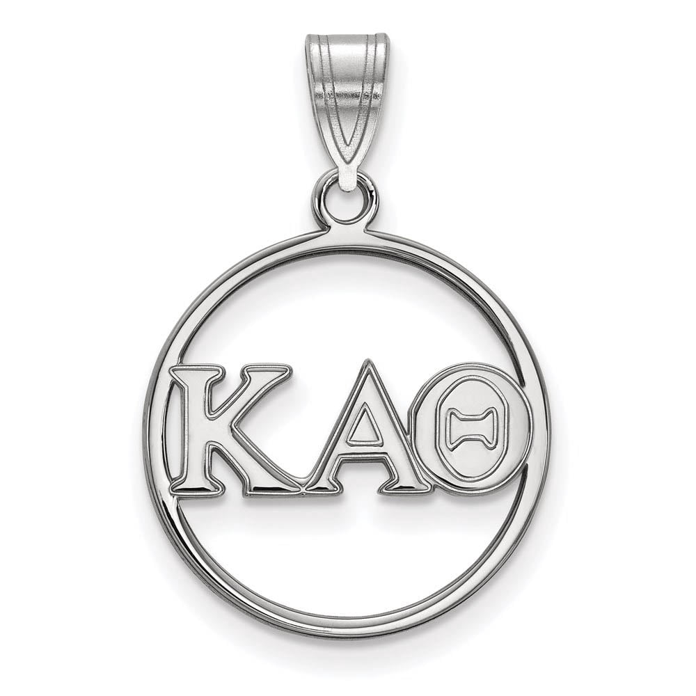 Sterling Silver Official Licensed Greek Sororities Kappa Alpha Theta (???) Small Circle Pendant