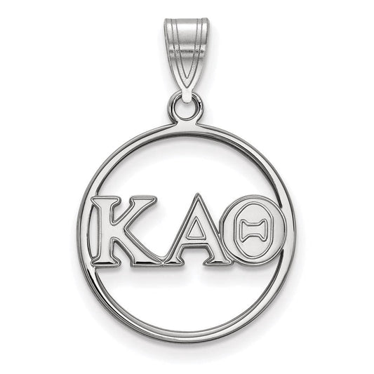 Sterling Silver Official Licensed Greek Sororities Kappa Alpha Theta (???) Small Circle Pendant