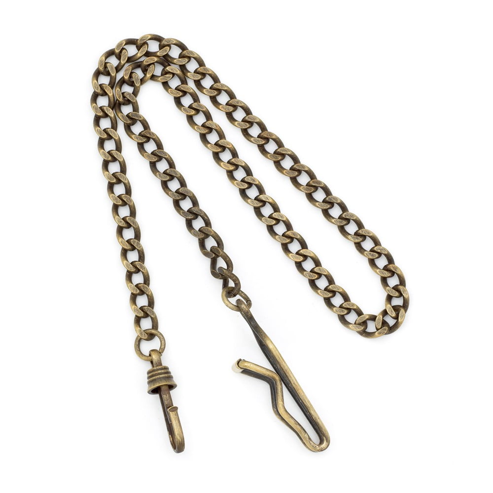 Charles Hubert Antique Gold Finish Brass 14.5 Inch Pocket Watch Chain