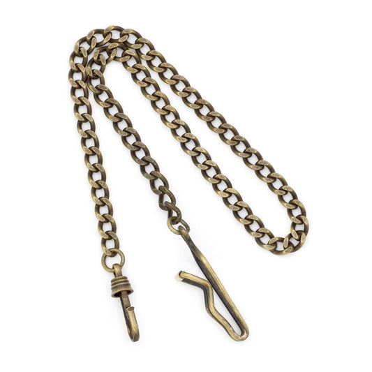 Charles Hubert Antique Gold Finish Brass 14.5 Inch Pocket Watch Chain