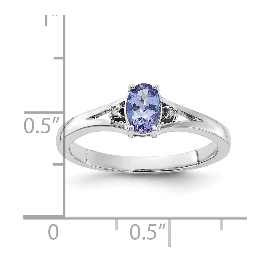 Sterling Silver Tanzanite and Diamond Ring