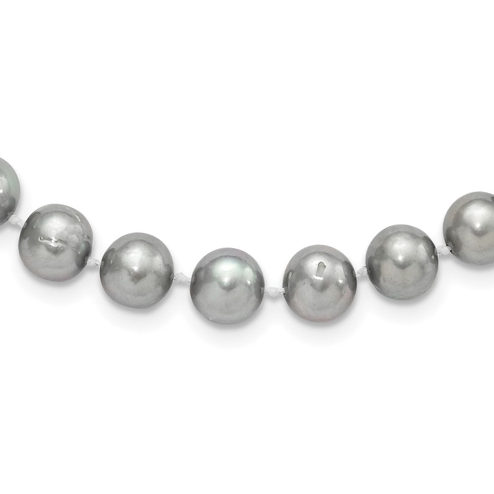Sterling Silver Rhodium-plated 8-9mm Grey Near-Round Freshwater Cultured Pearl 16 inch Necklace 16 Inches