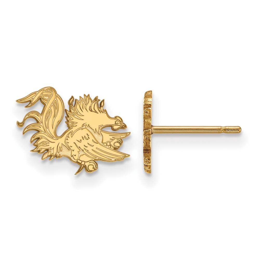 Sterling Silver Gold-plated LogoArt University of South Carolina Gamecock Extra Small Post Earrings Q-GP049USO
