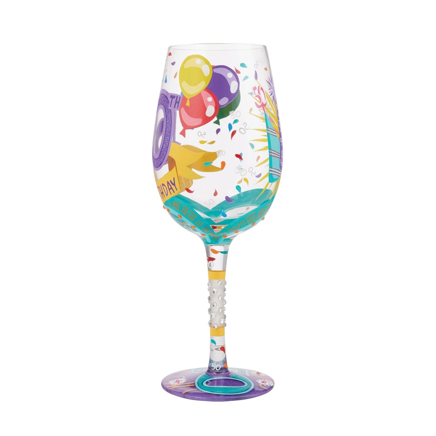 Lolita Happy 50th Birthday Wine Glass 9in H