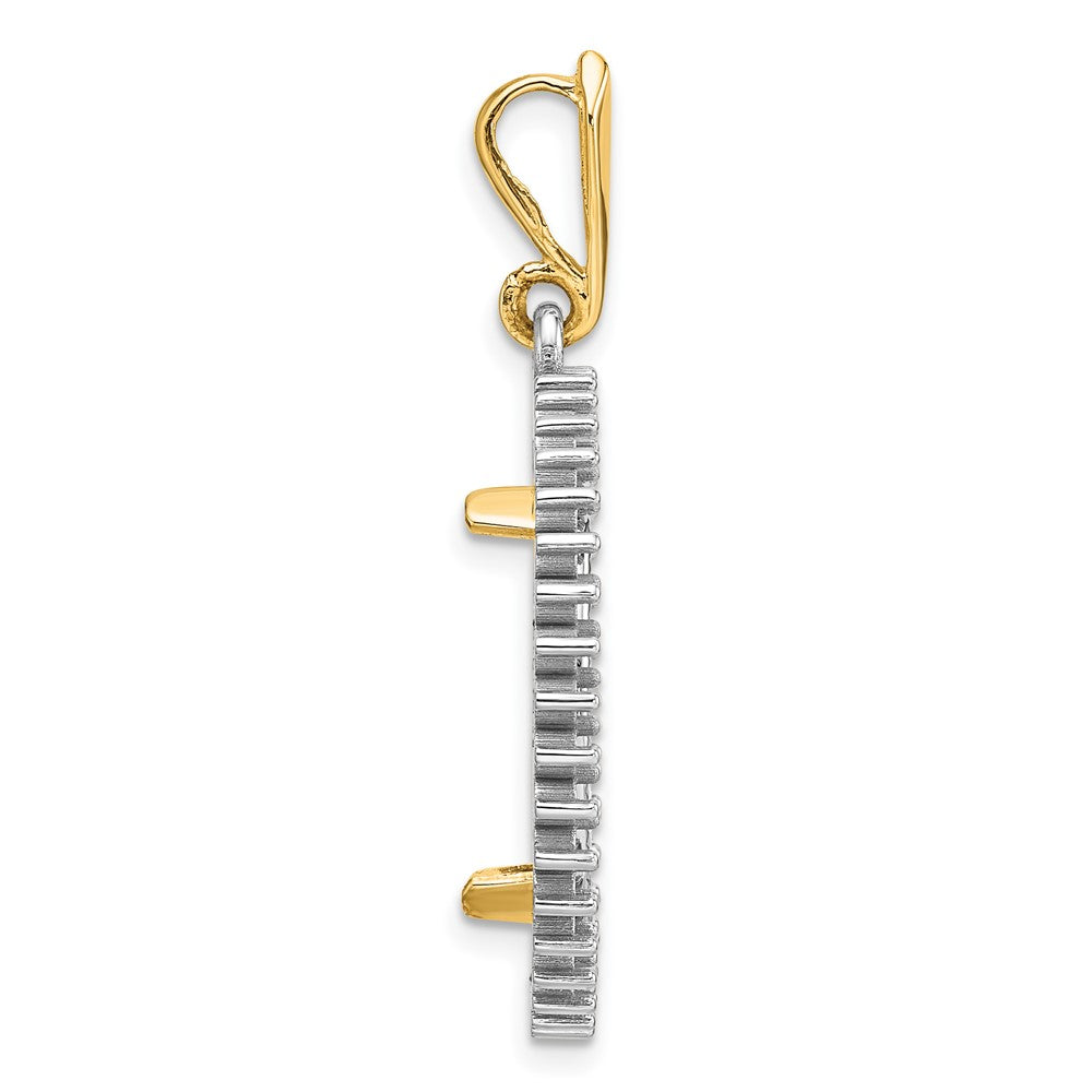 Wideband Distinguished Coin Jewelry 14k Two-tone Polished and Diamond-cut Diamond Circle 20.1mm Prong Coin Bezel Pendant Mounting