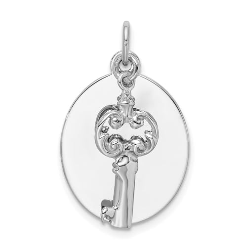 Sterling Silver Rhodium-plated key Charm