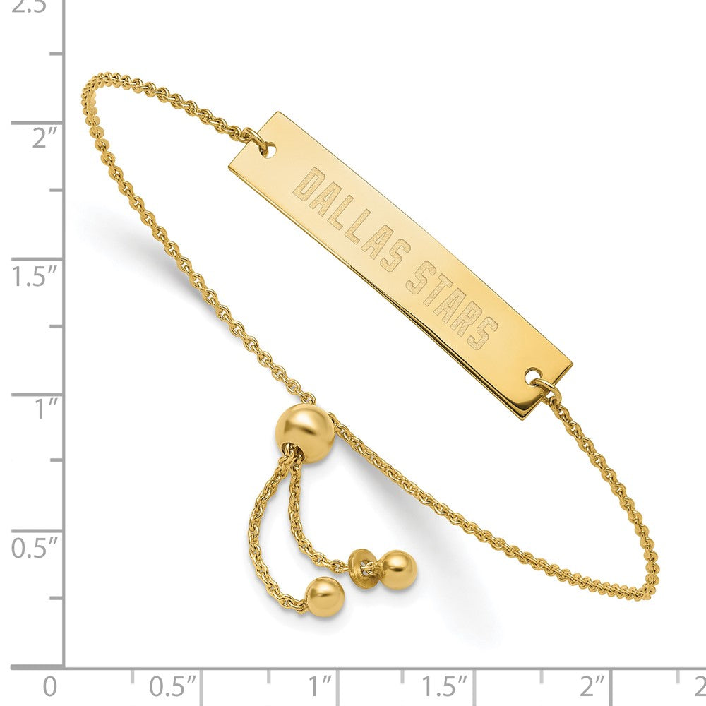 Sterling Silver Gold-plated NHL LogoArt Dallas Stars Small Bar Adjustable 9 inch Bracelet