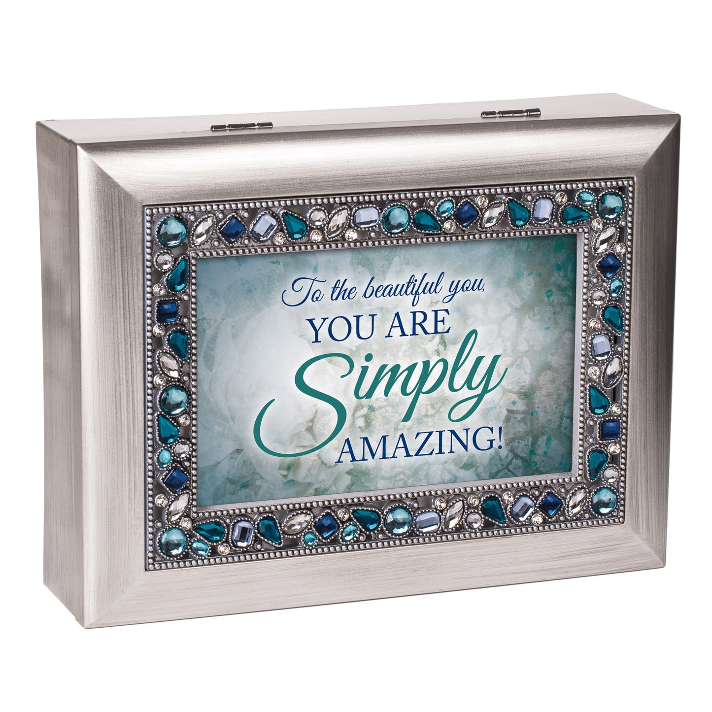 8" Blue and Silver Colored Rectangular framed Musical Box