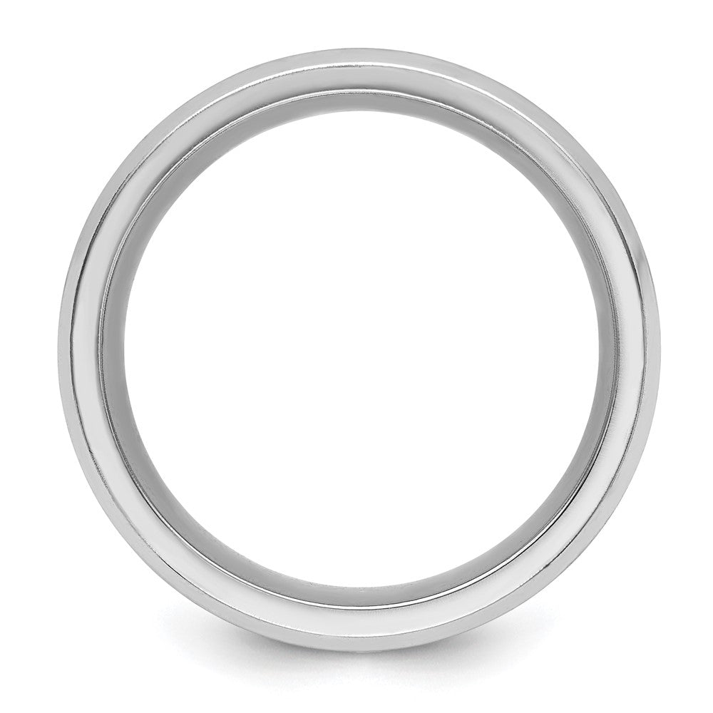 Cobalt Brushed and Polished with CZ Beveled 8mm Band Size - 9.5
