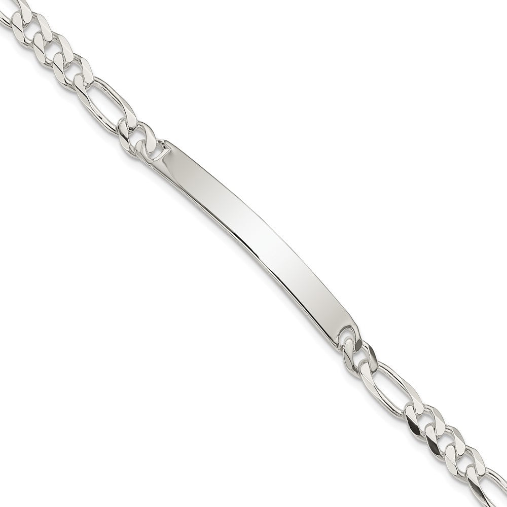 Sterling Silver Figaro Link ID Bracelet 7 inches