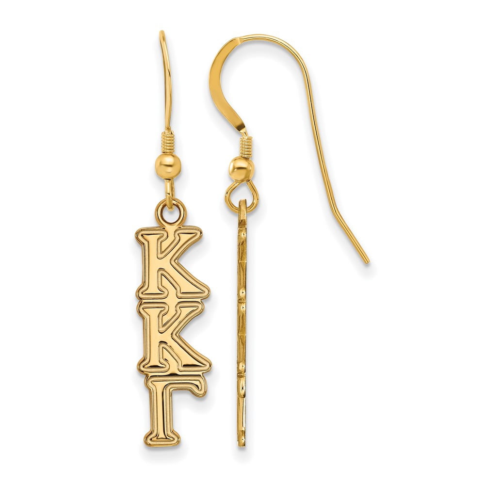 Sterling Silver w/ 14K Yellow Gold-Plated Official Licensed Greek Sororities Kappa Kappa Gamma (???) Dangle Medium Earrings