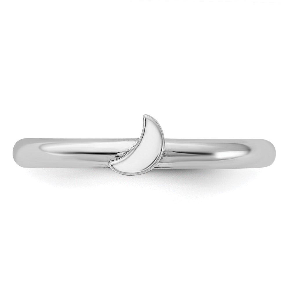 Sterling Silver Stackable Expressions Rhodium-plated Moon Ring Size -7