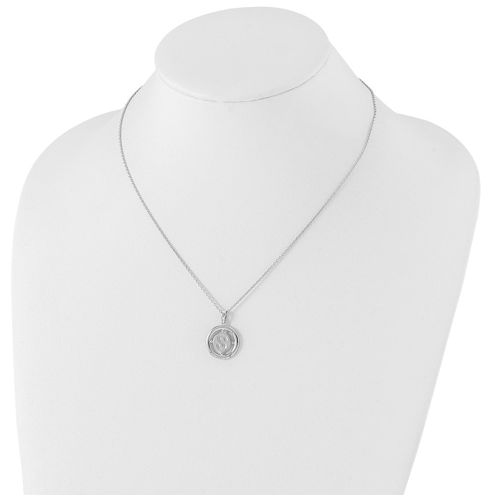White Ice Sterling Silver Rhodium-plated 18 Inch Diamond Letter S Initial Necklace with 2 Inch Extender 18 Inches