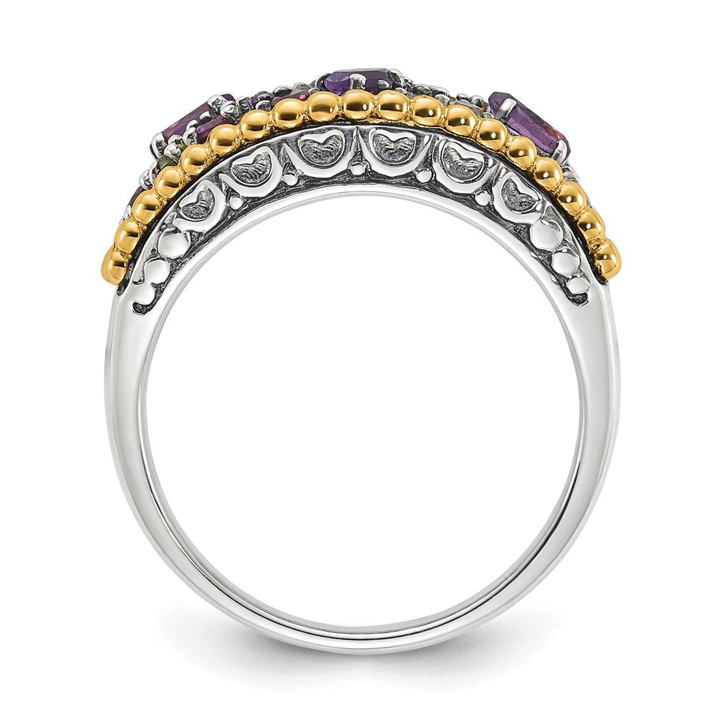 Sterling Silver w/14k Accent Multi Gemstone Ring