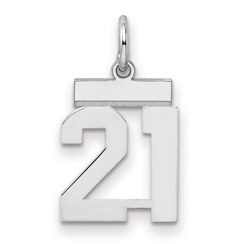 Sterling Silver/Rhodium-plated Polished Number 21 Charm
