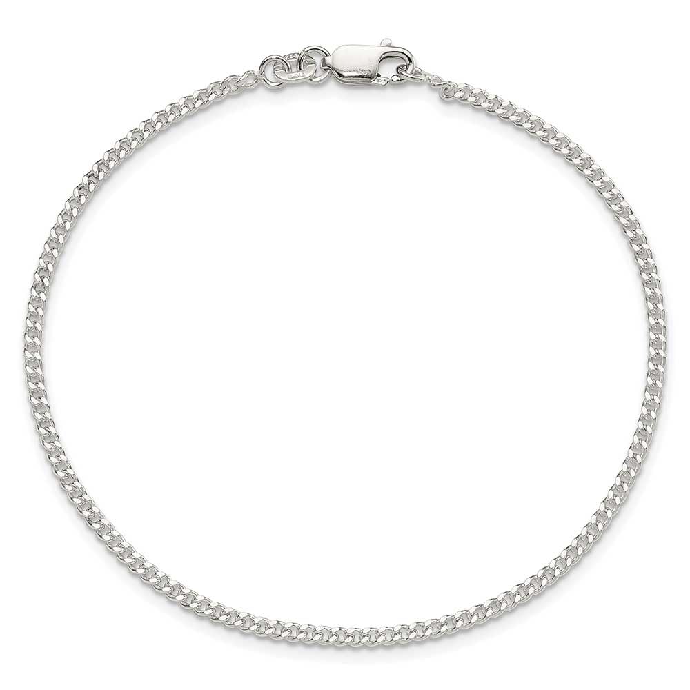 Sterling Silver 2mm Curb Chain Anklet 9 inches