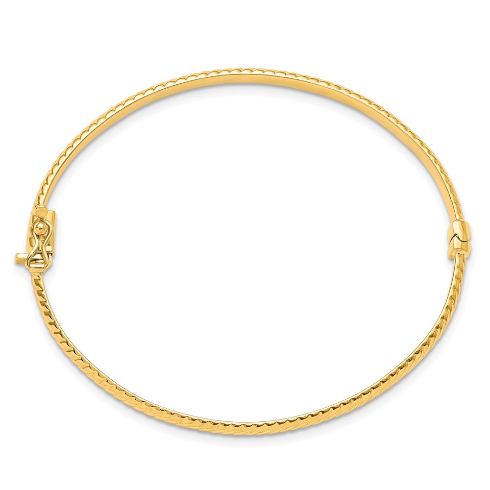 10K Polished Textured Bangle 7  inches
