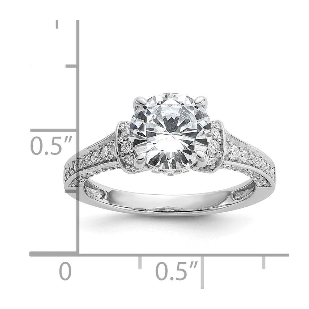 Cheryl M Sterling Silver Rhodium-plated Polished Fancy CZ Ring