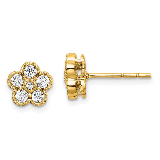 True Origin 14k 1/2 carat Lab Grown Diamond VS DEF Floral Post Earrings