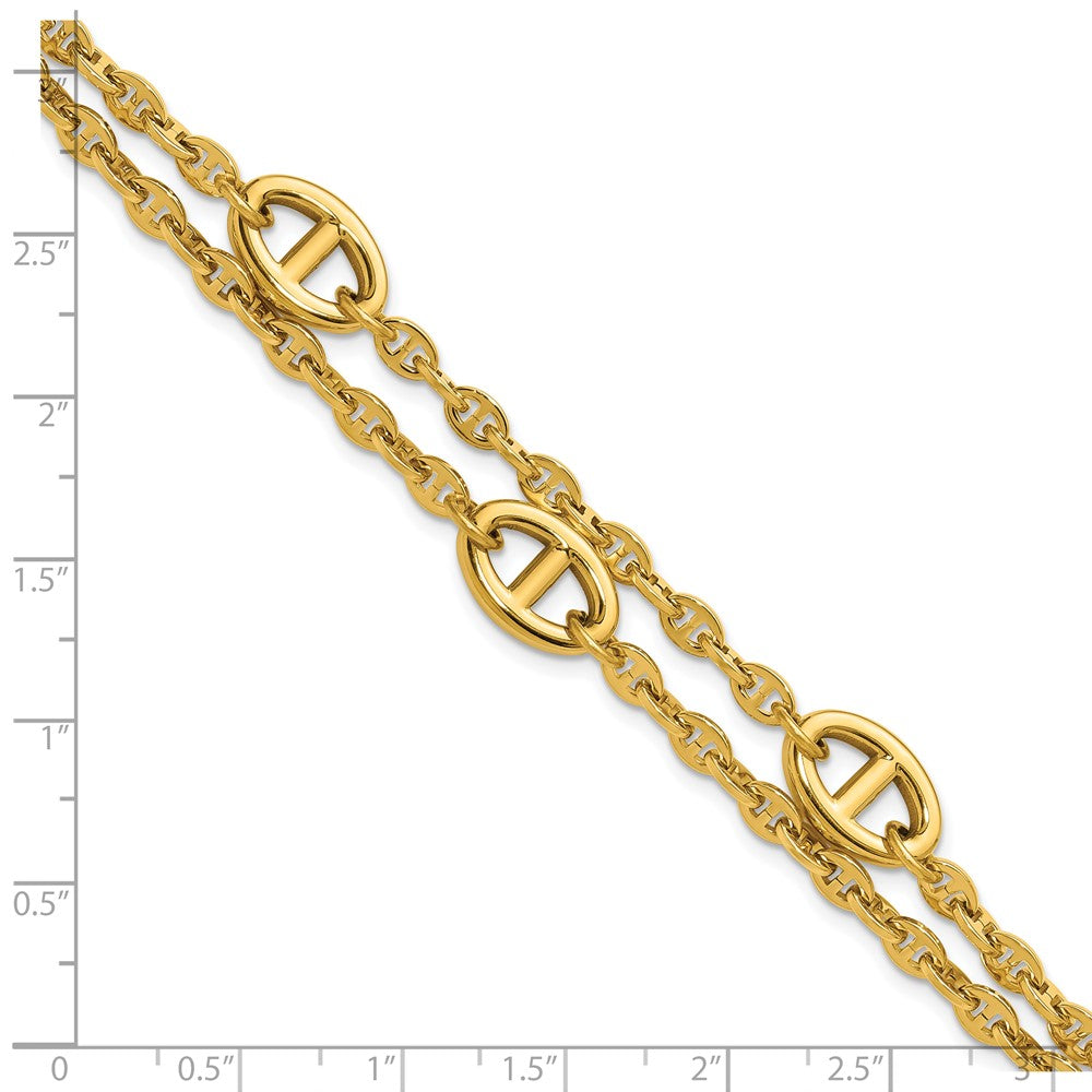 Chisel Stainless Steel Polished Yellow IP-plated Two-Strand Anchor Link 7 inch Plus a 1.25 inch Extension Bracelet 8.25 inches