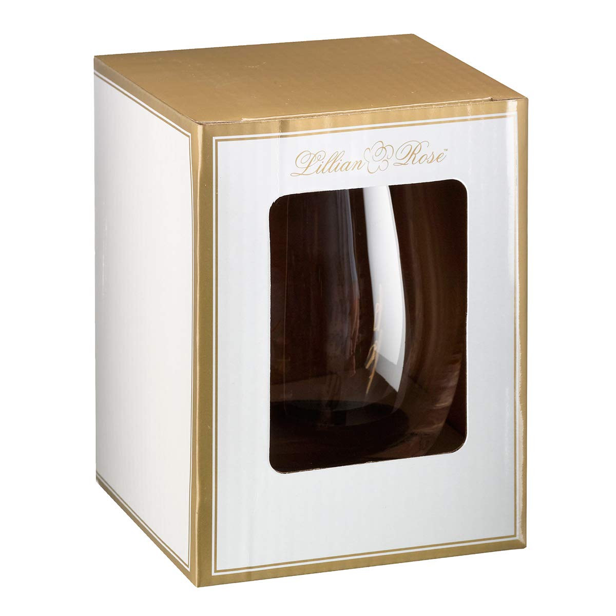 Lillian Rose Gold Bride Stemless Wine Glass, Height 4.75" (G115 BR), 1 Count (Pack of 1), Clear