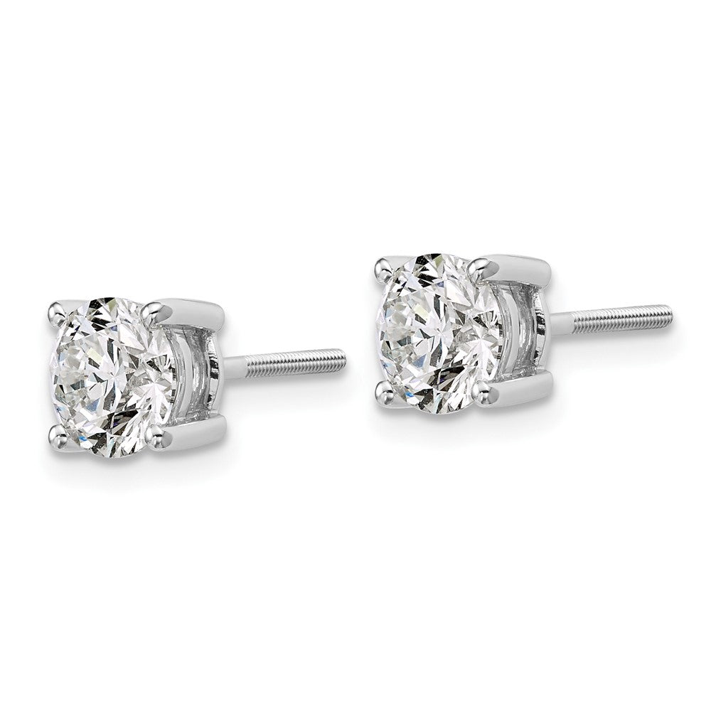 14k White Gold 2 ctw Certified Lab Grown Diamond VS/SI+ G+ Round 4 Prong Heavy Wt. Screwback Stud Earrings