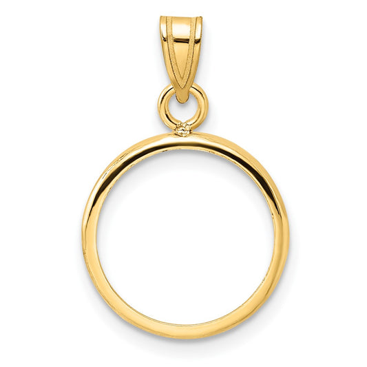 Wideband Distinguished Coin Jewelry 14k Polished 14.0mm Prong Coin Bezel Pendant