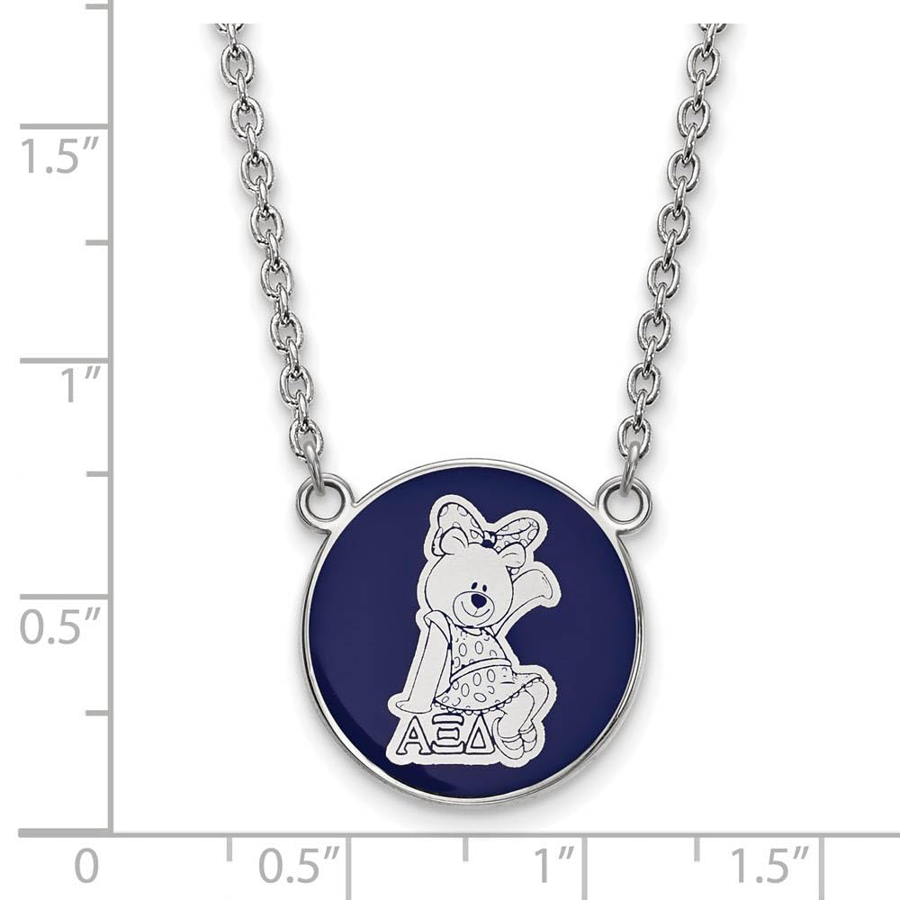 Sterling Silver 18in Official Licensed Greek Sororities Alpha Xi Delta (???) Small Enamel Pendant w/Necklace