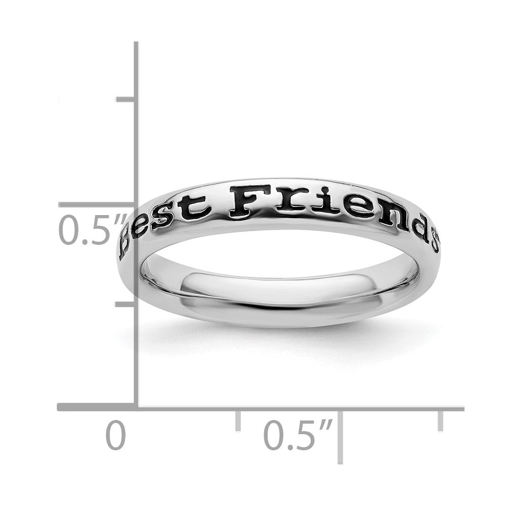 Sterling Silver Stackable Expressions Polished Enameled Friends Ring Size -6