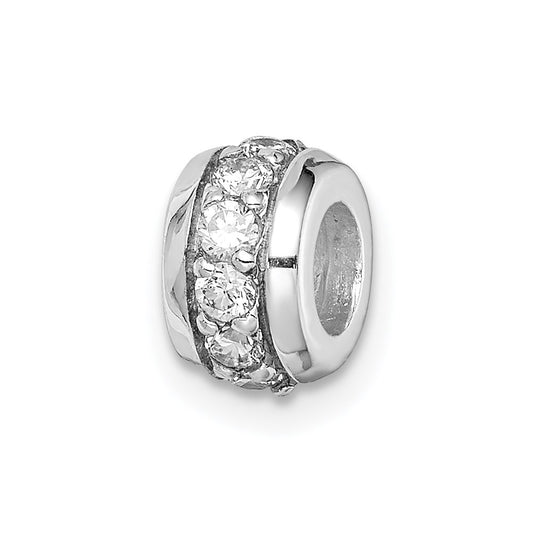 Sterling Silver Rhodium-plated CZ Slide
