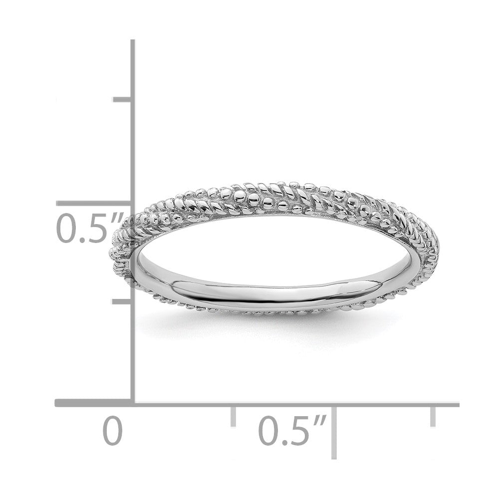 Sterling Silver Stackable Expressions Polished Textured Ring Size -9