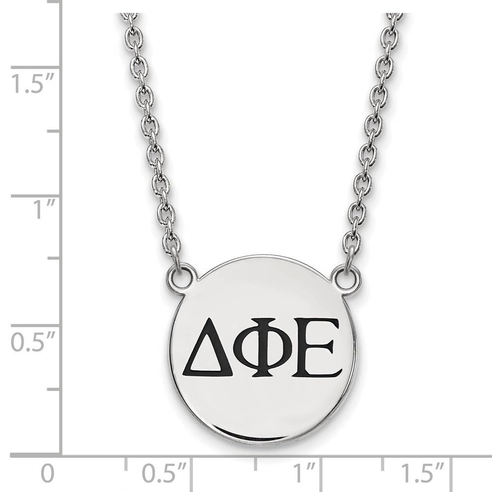 Sterling Silver 18in Official Licensed Greek Sororities Delta Phi Epsilon (???) Small Enamel Pendant w/Necklace