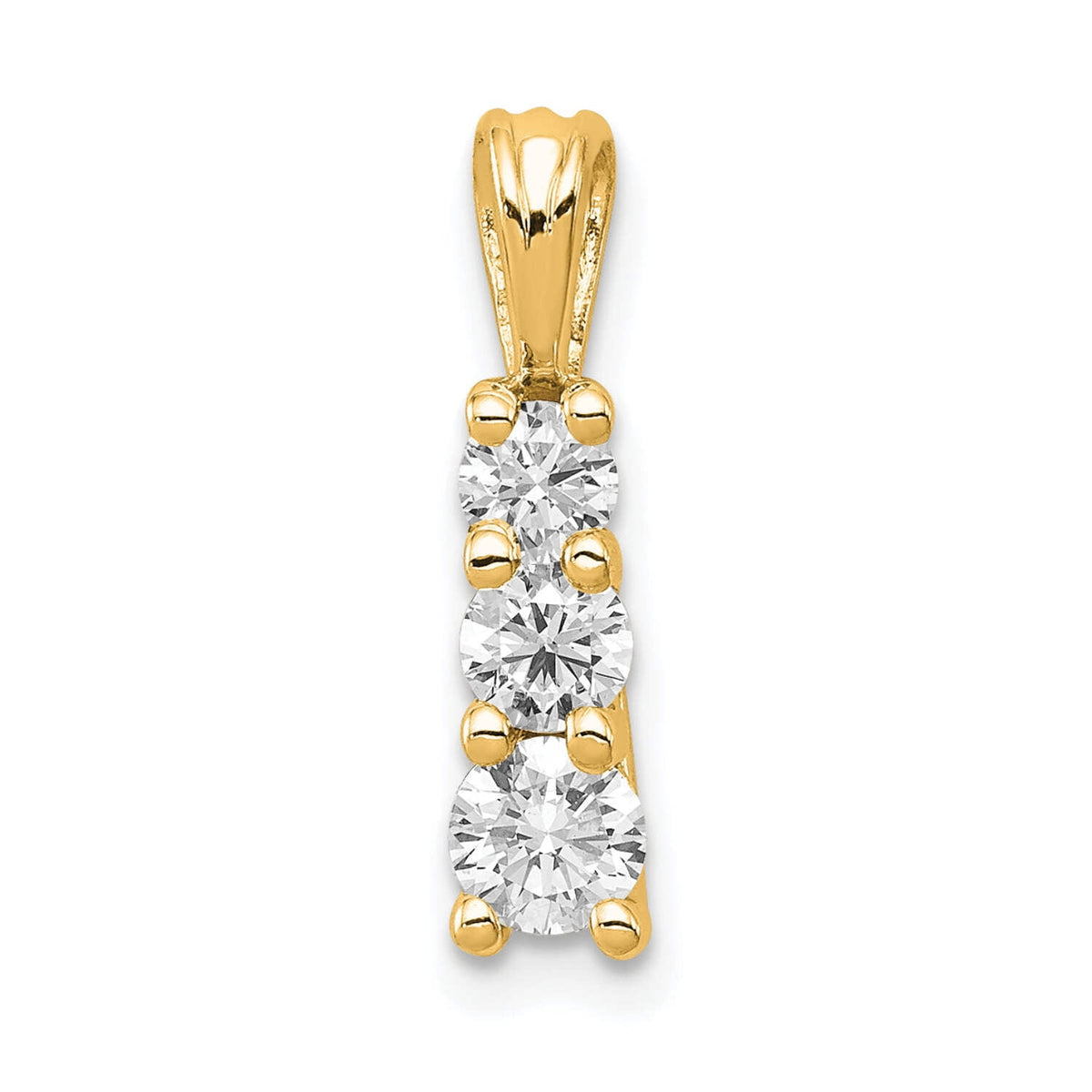 14k 1/2 carat Lab Grown Diamond VS/SI+ G+ Three Stone Pendant