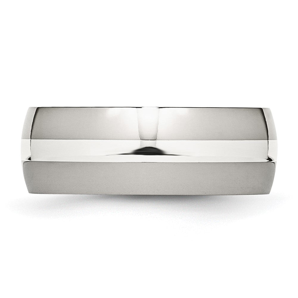 Stainless Steel w/Sterling Silver Inlay Polished 8mm Band Size - 10.5