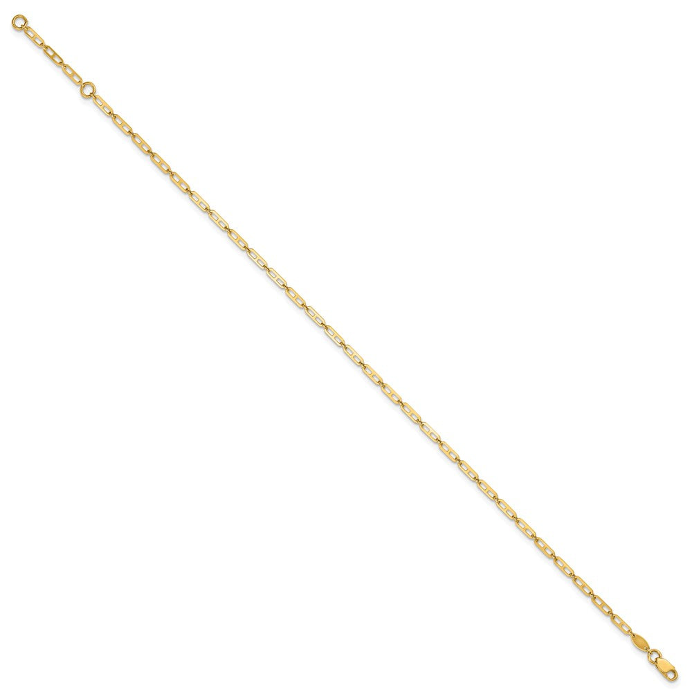 14k Polished Elongated Anchor Link 9 inch with 1 inch Extender Anklet