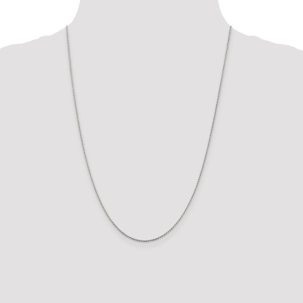 Sterling Silver Rhodium-plated 1.1mm Diamond-cut Rope Chain 24 Inches