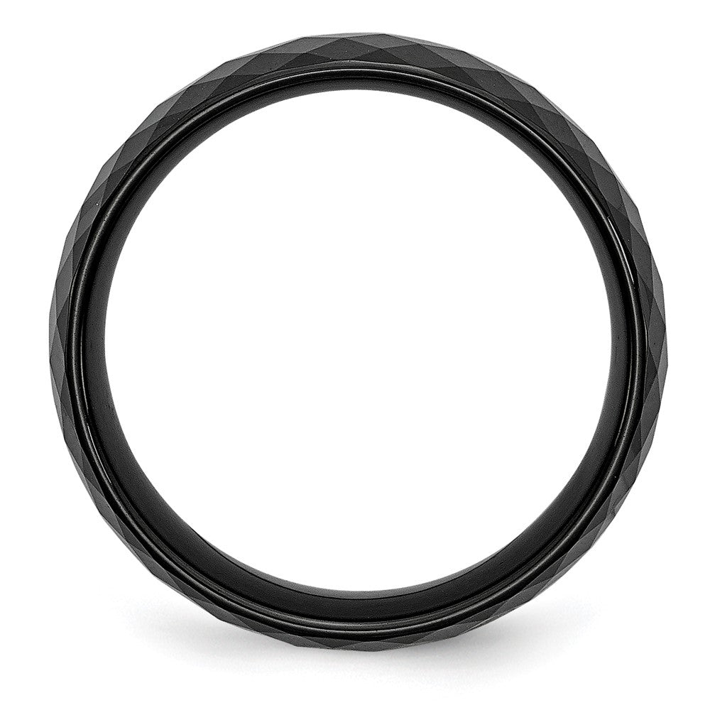 Ceramic Black Faceted 7.5mm Polished Band Size - 12.5