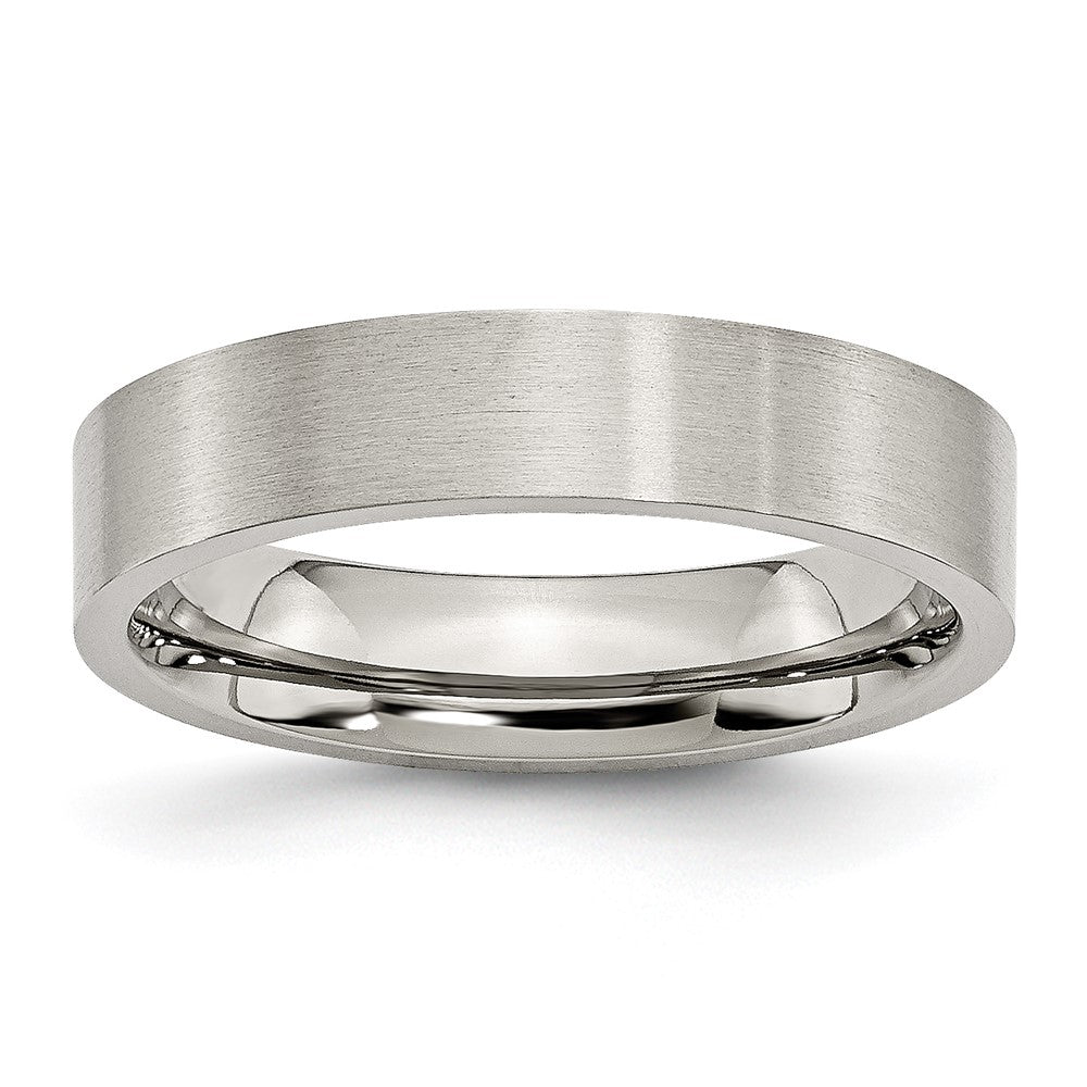 Chisel Stainless Steel Brushed 5mm Flat Band Size - 8.5