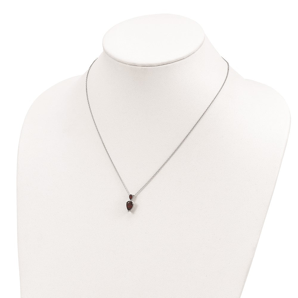 Brilliant Gemstones Sterling Silver with 14K Accent Rhodium-plated Garnet 18 Inch Necklace with 2 Inch Extender 18 Inches