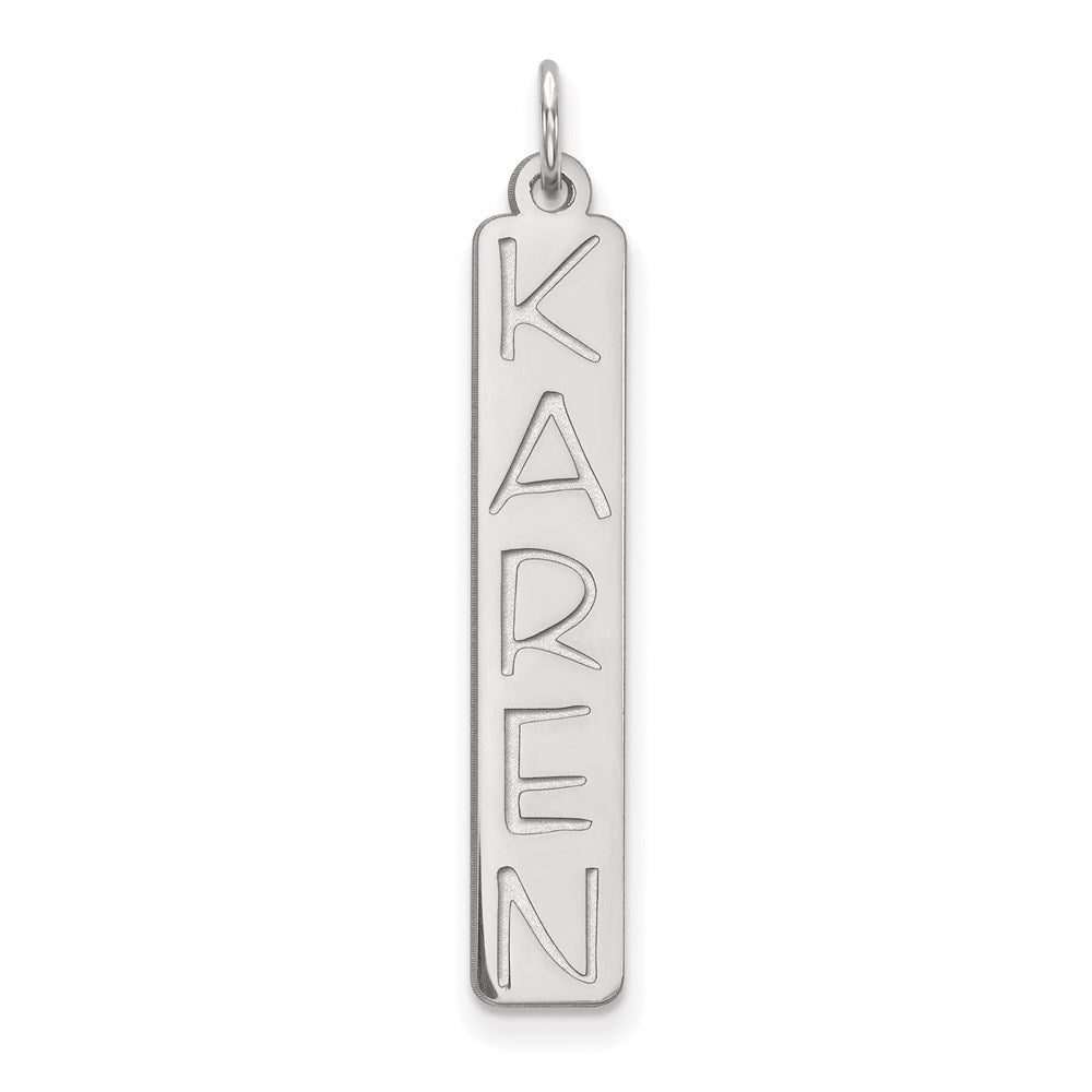 10k White Gold Large Garfield Font  Bar Charm