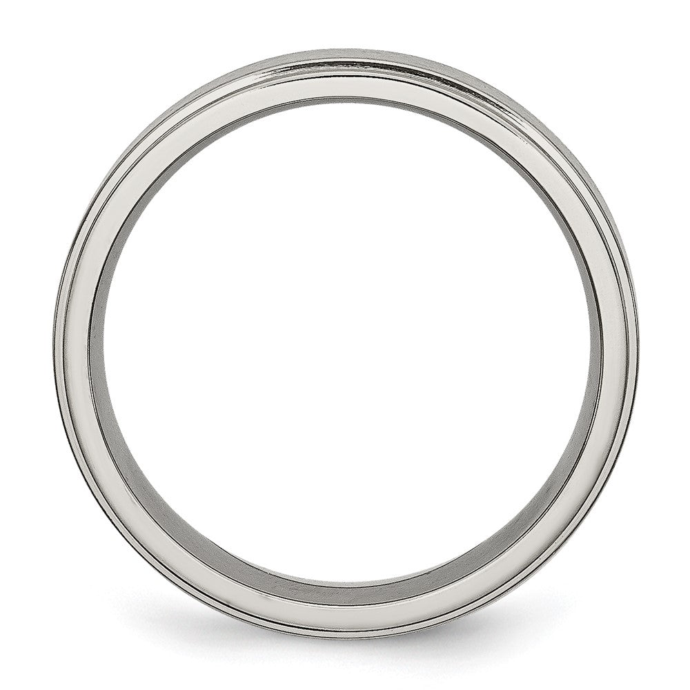 Titanium Brushed Center 6mm Ridged Edge Band Size - 13